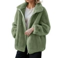 thumbnail image 1 of CharmCyan Women's Winter Thickened Double-sided Fleece Stand Collar Warm Cardigan Zipper Jacket Green M-1, 1 of 2