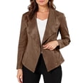 thumbnail image 1 of CharmCyan Womens Open Front Blazer Long Sleeve Lapel Collar Work Office Business Casual Suit Jacket for Professional Attire Coffee XL, 1 of 2