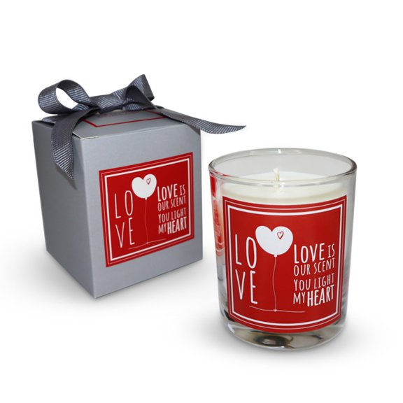 CharmLab Candle - Love Note Collection Wood & Spice Sandal Scented Jar Candle, 4.8 oz with Wooden Lid & Printed Drawstring Pouch, Romantic Gift for Her, Anniversary & Birthday A101