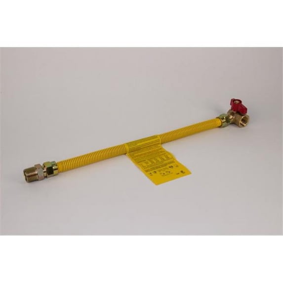 Charman 800-58-A11-36 Yellow Coated Gas Connector with Angle Ball Valve - 5/8 in. OD 3/4 in. MIP x 3/4 in. FIP - 36 in. (Pack of 2)