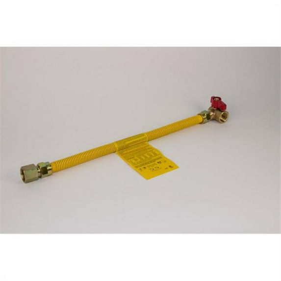 Charman 800-58-A12-30 Yellow Coated Gas Connector with Angle Ball Valve - 5/8 in. OD 3/4 in. FIP x 3/4 in. FIP - 30 in. (Pack of 2)