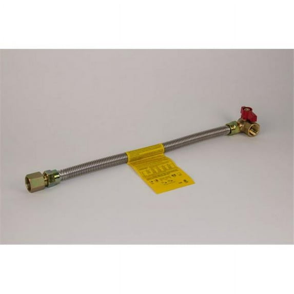 Charman 900-58-A12-36 Uncoated Gas Connector with Angle Ball Valve - 5/8 in. OD 3/4 in. FIP x 3/4 in. FIP - 36 in. (Pack of 2)