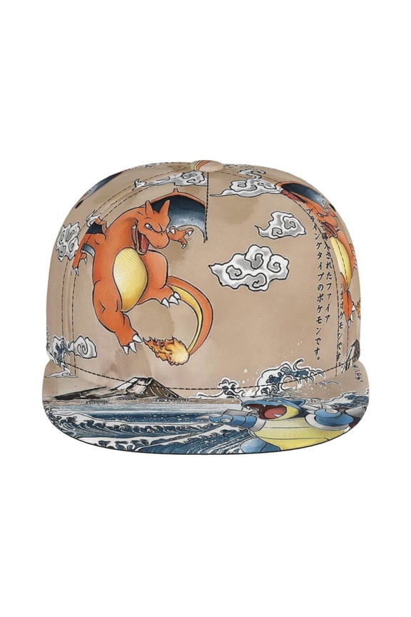 Charman-der Unisex Flat Brim Cap Adjustable Fitted Hat Baseball Cap for Men Women