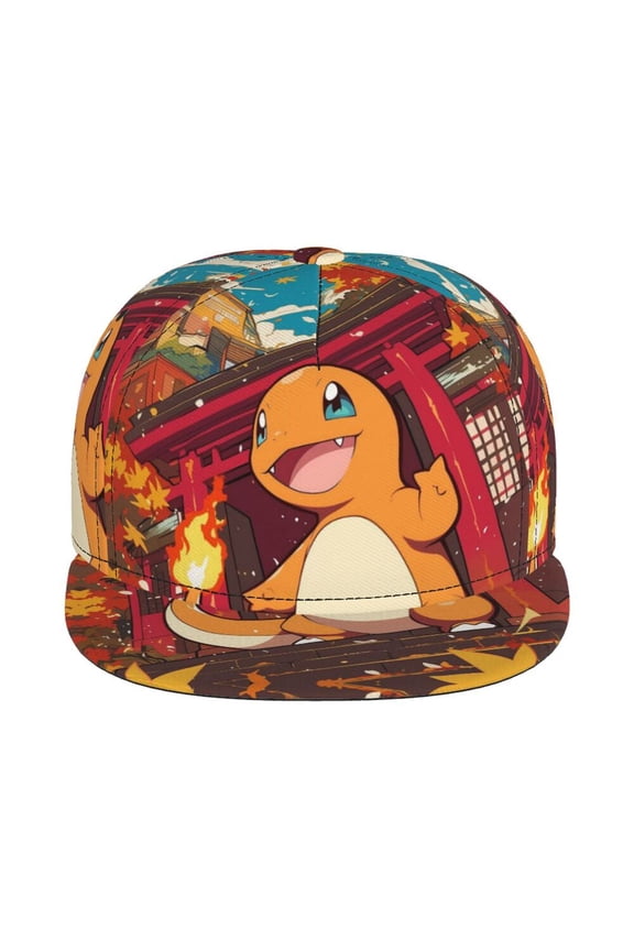 Charman-der Unisex Flat Brim Cap Adjustable Fitted Hat Baseball Cap for Men Women