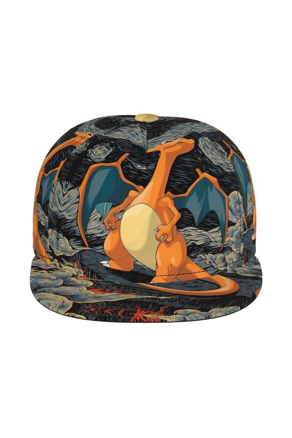 Charman-der Unisex Flat Brim Cap Adjustable Fitted Hat Baseball Cap for Men Women