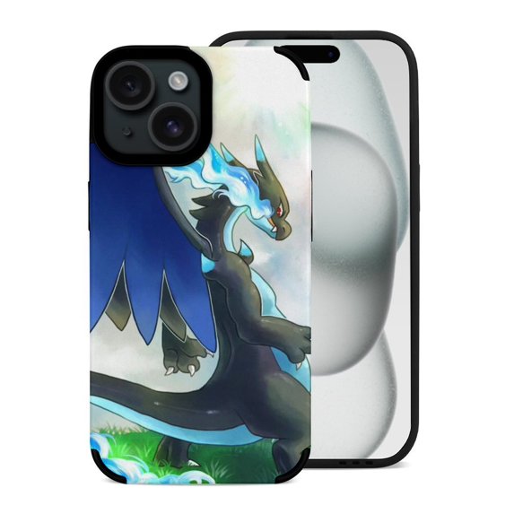 Charmander Mega X Y Anime Go Compatible with iPhone 15/15 Plus/15 Pro/15 Pro Max Case Phone Case Cover Shockproof Protective Cover Housing Shell Skin Shockproof Cover for Men Women Girl Boy Gifts