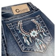 thumbnail image 1 of Charme by Grace in LA Jeans Women's Aztec Horseshoe Feather Bootcut Stretch Jeans (25, Blue), 1 of 5