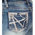 thumbnail image 1 of Charme by Grace in LA Women's Heavy Stitch Crystal Embellished Pocket Bootcut Stretch Jeans (29), 1 of 3