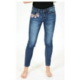 thumbnail image 1 of Charme by Grace in LA Women's Pink Floral Embroidered Skinny Jeans (27), 1 of 4