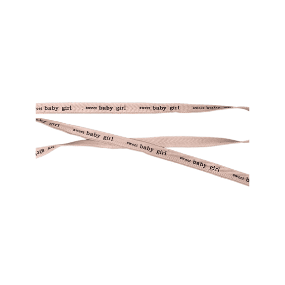 Charmed 1/2" Pink Color Cotton Twill Tape Ribbon "Sweet Baby Girl" Craft or Scrapbooking; 10 Yards per Spool