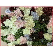 Charmed 100 Satin Ribbon 5 Petals Flower 1" Applique Sewing Bow Craft Mix Color