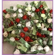Charmed 100 Satin Rose Bud Flower 1/4" Applique Sewing Bow Craft Mix Color