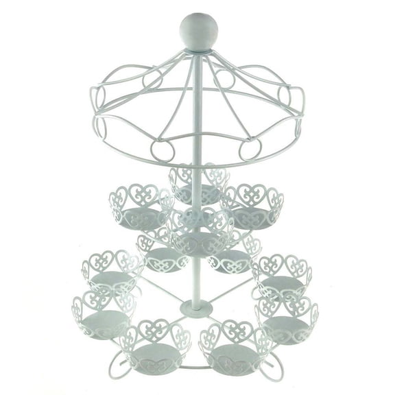 Charmed 11 in Novelty Iron/Metal Carnival/Nature & Floral 12-Tier Birthday/Christmas Tiered Dessert Stand, White