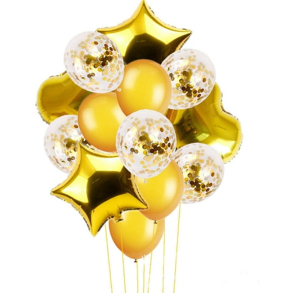 Charmed Balloons, Mylar Gold Solid Print, (14 Piece)