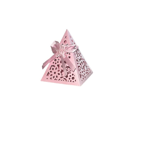 Charmed 36 Counts Pink Color Luxury Laser Cut-out Pyramid Design Baby Shower Candy Holder Favor Boxes