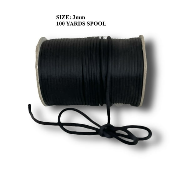 Charmed 3mm Nylon Cord Chinese Knotting Cord 100 Yards Spool; Black