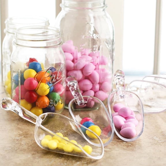 Charmed 6.5 Mini Clear Acrylic Plastic Kitchen Scoops for Weddings Candy Dessert 6 Counts