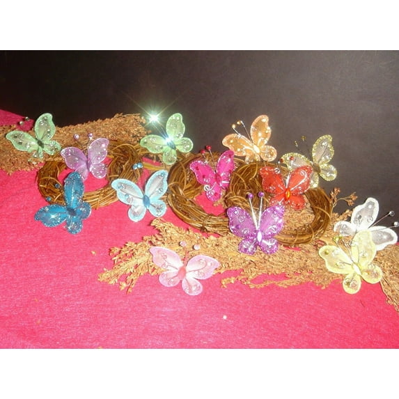 Charmed Adorable Nylon Butterfly for Party Favor Decoration; 50 pieces; Mix Color; HB-03