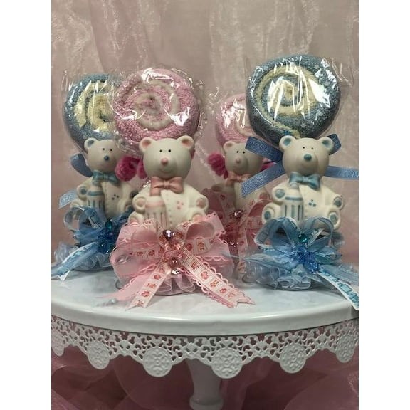 Charmed Ceramic Teddy Bear Party Favor- Baby Shower Gender Reveal-3pcs