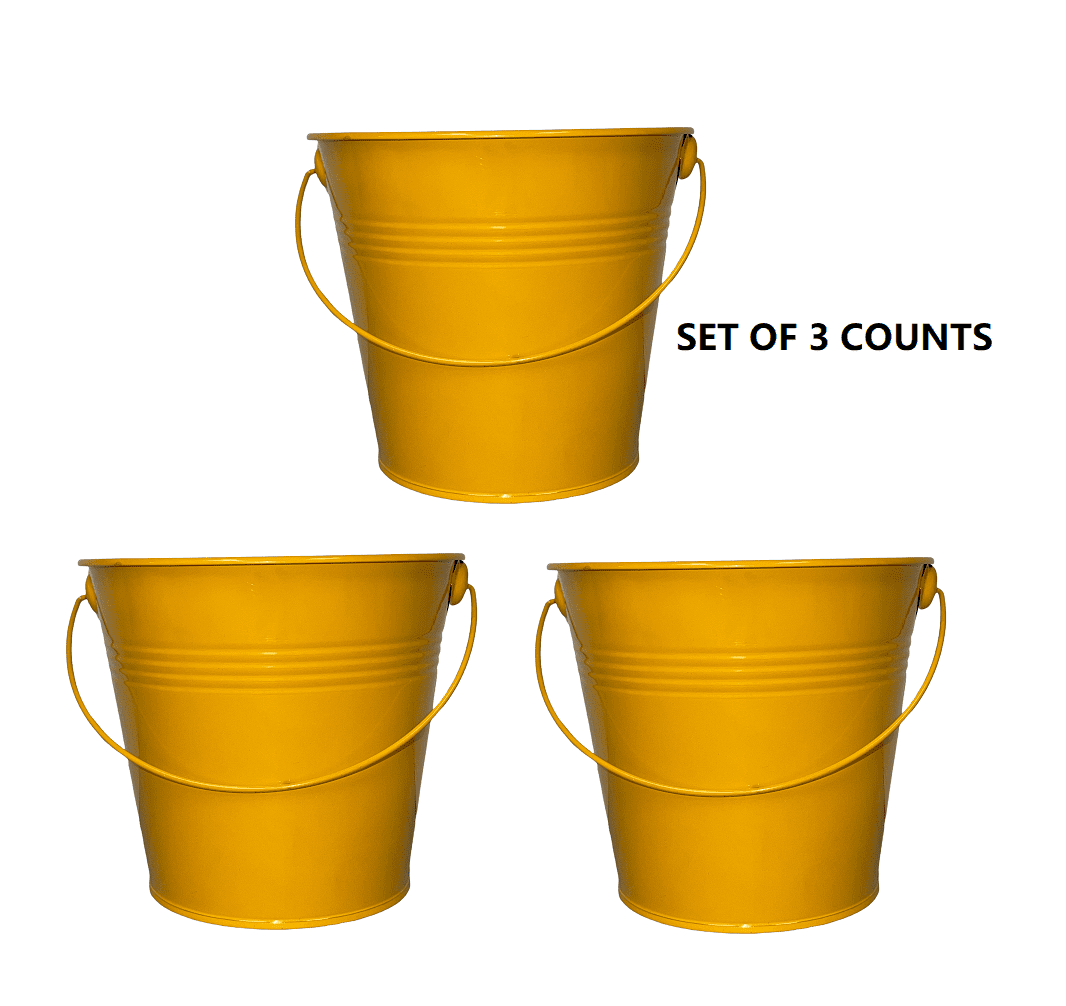 Charmed Colored Small Metal Buckets - 3-Pack Colorful Tin Pails with ...