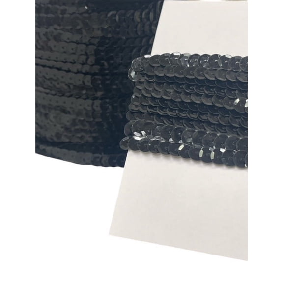 Charmed Cup Sequin Trim Embellishment Craft Sewing 100 Yards 3/16"; Solid Black Color