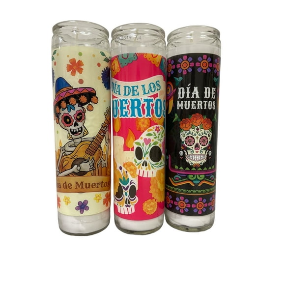 Charmed Day of the Dead 3-Wick Jar Candle, Unscented, Multicolor, 3 Count, 3 Pack