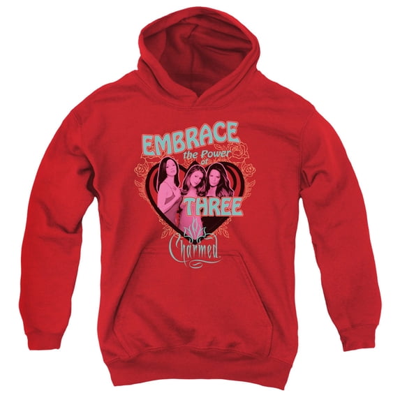 Charmed Embrace The Power Youth Pullover Hoodie Sweatshirt Red