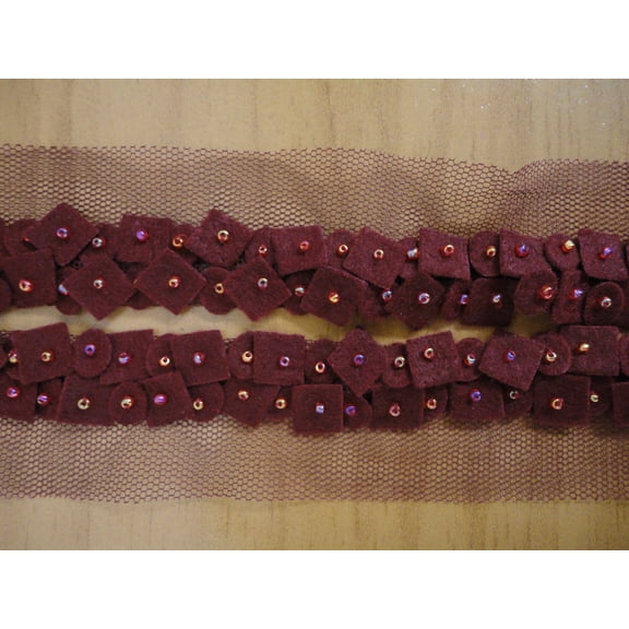 Charmed Felt Mesh Ribbon Dark Red 5YDS