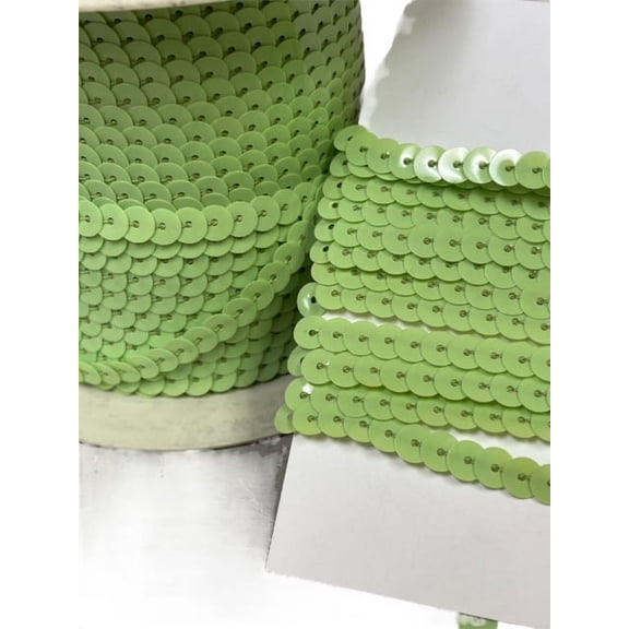 Charmed Flat Sequin Trim Embellishment Craft Sewing 100 Yards 3/16"; Solid Green Color