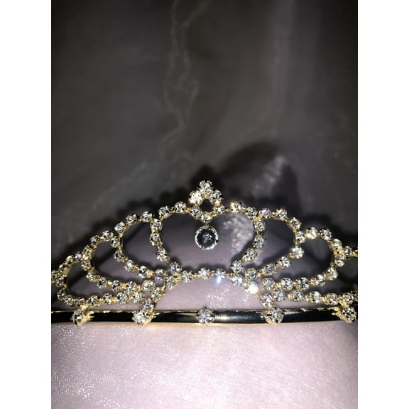 Charmed Gold Looping Shape Rhinestone Tiara for Wedding, Communion; Birthday