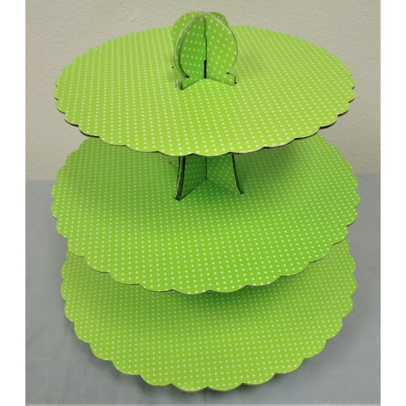 Charmed Green with Little White dots Cupcake Stand Holder; 13"x12.5"