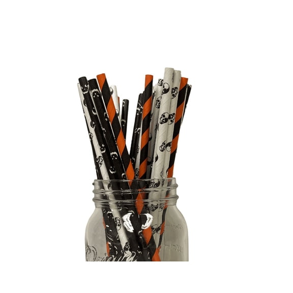 Charmed Halloween Combination High Quality Food Grade Paper Straws; 75 Counts