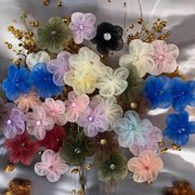 Charmed Handmade 1" 5 Petals Organza Flower with rhinestone in the middle 100 counts