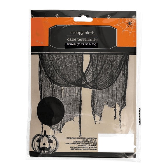 Charmed Haunted Black Creepy Cloths; 30 in. x 96 in.