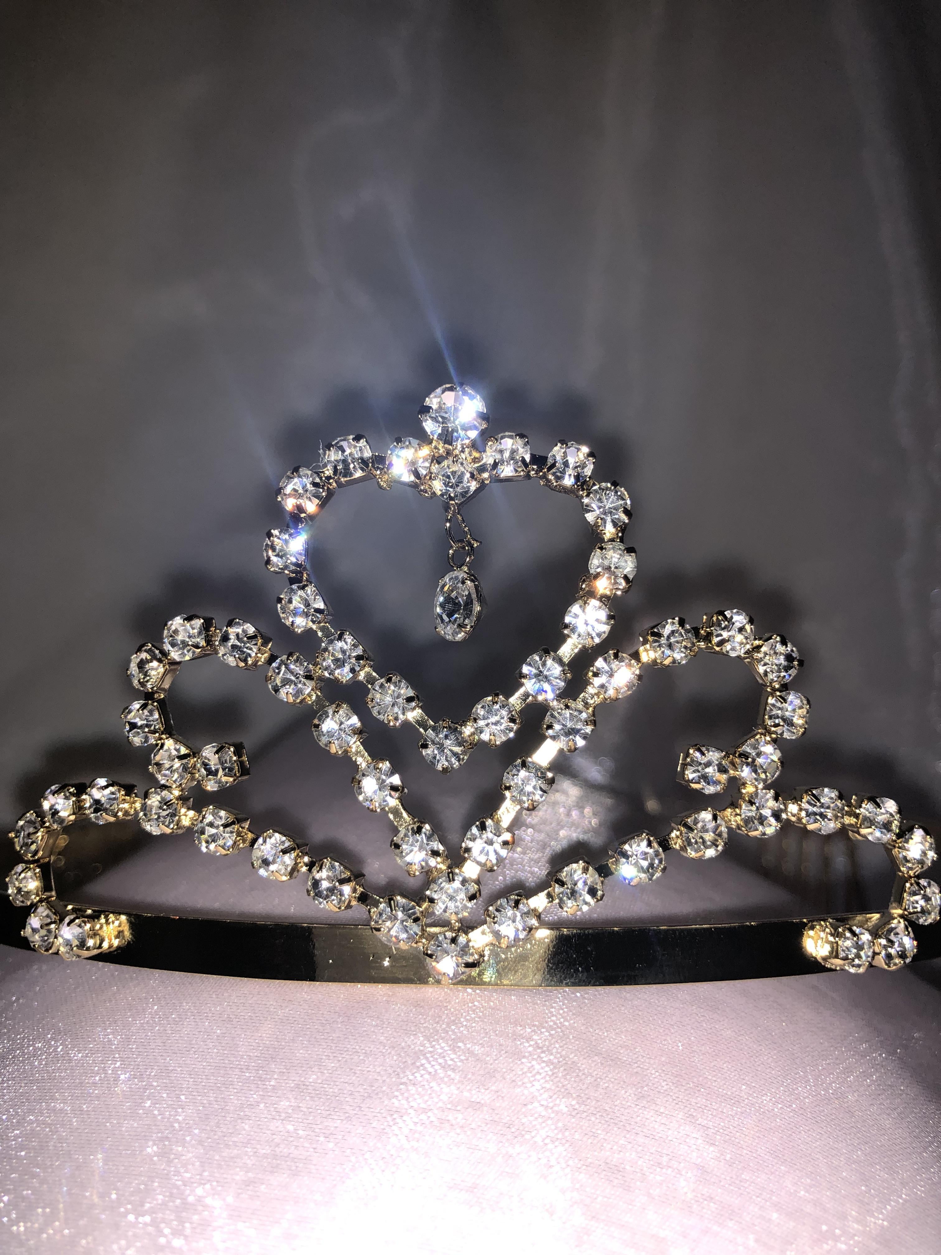 Silver Plated Clear Crystal Rhinestone Crown Heart Princess Bridal Tiara Sweetheart Heart Shaped Tiara Crown main image 4