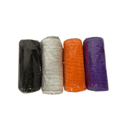 Charmed Holiday Halloween Combination of Decorative Mesh, 5-yd. Rolls; 6 INCHES; Mix of 4 colors Black, White, Orange and Purple