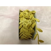 Charmed Leaf Garland Ribbon; Metallic Gold Trim ; 25 Yards per Roll