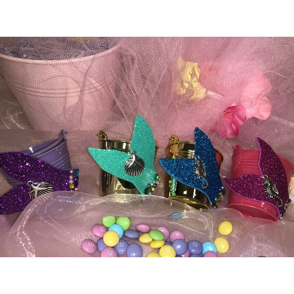 Charmed Little Mermaid Beach Party Candy Bucket Birthday Bridal Shower Sweet 15/16; 2"; Purple; 8 counts