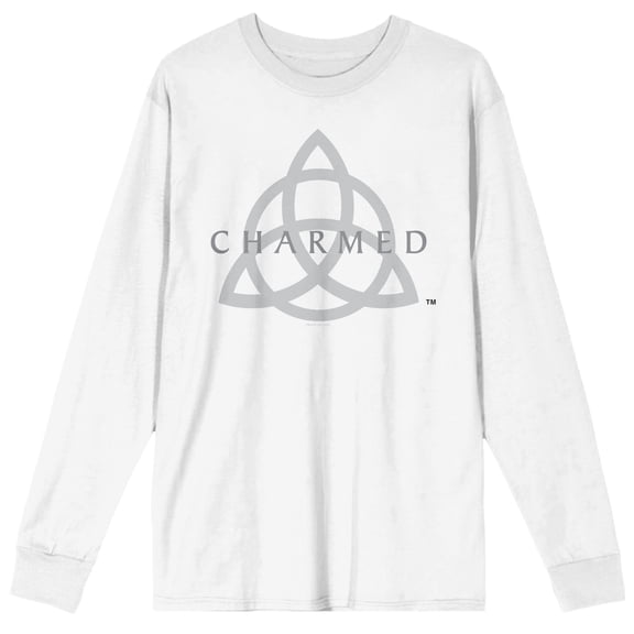 Charmed Logo Adult White Crew Neck Long Sleeve Tee-XL