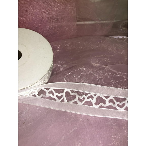 Charmed Love of Your Heart Oraganza cut out ribbon; 1 1/2"; White; 5 Yards