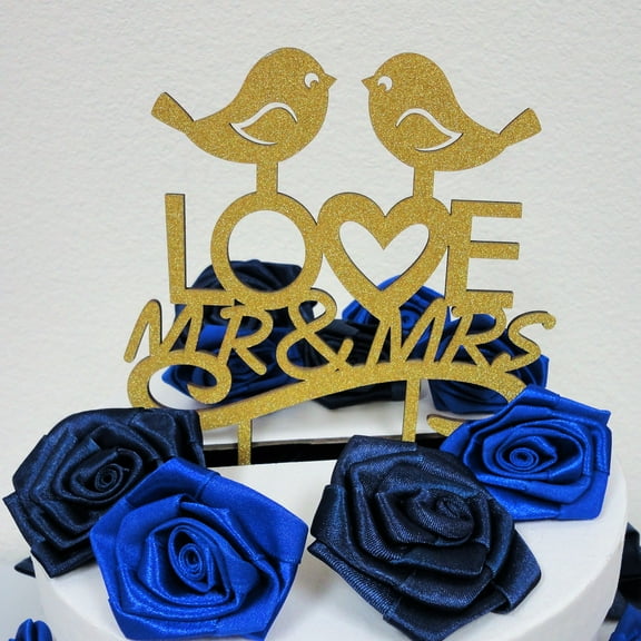 Charmed LoveBird Glittered Cake Topper; Gold