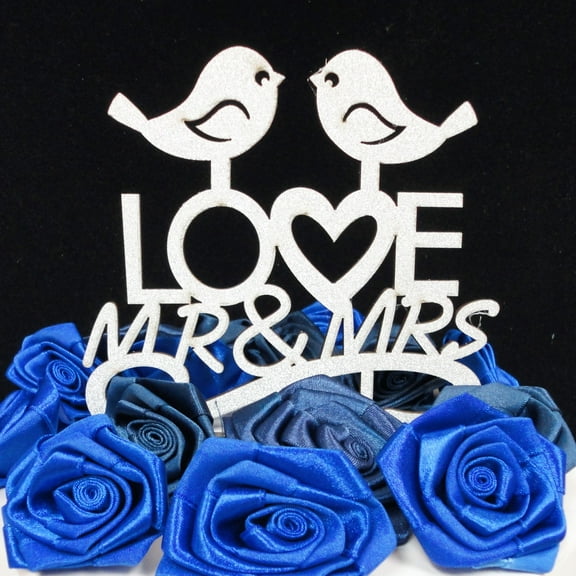 Charmed LoveBird Glittered Cake Topper; Silver
