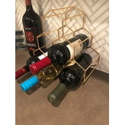 Charmed Metal Wine Racks | 6 Bottle Free Standing Wine Bottle Holder | Tabletop Cabinet Wine Rack | Modern Design Light Weight for Wine Lovers, Gold - 6 Bottle