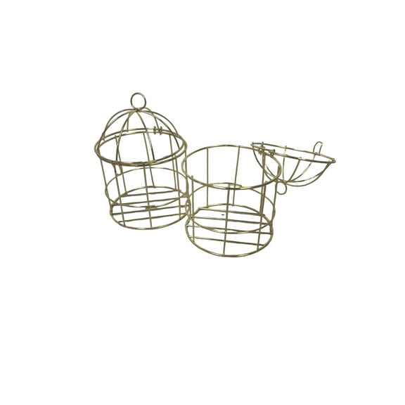Charmed Metal Wired Gold Birdcage Wedding Favor Decorations; Set of 5 Counts