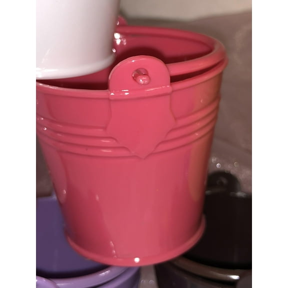 Charmed Mini 2" Beach Sand Plastic Buckets Party Favors Candy Box Baby Shower; Fuchsia; 12 pieces