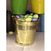 Charmed Mini 2" Beach Sand Plastic Buckets Party Favors Candy Box Baby Shower; Gold; 12 pieces