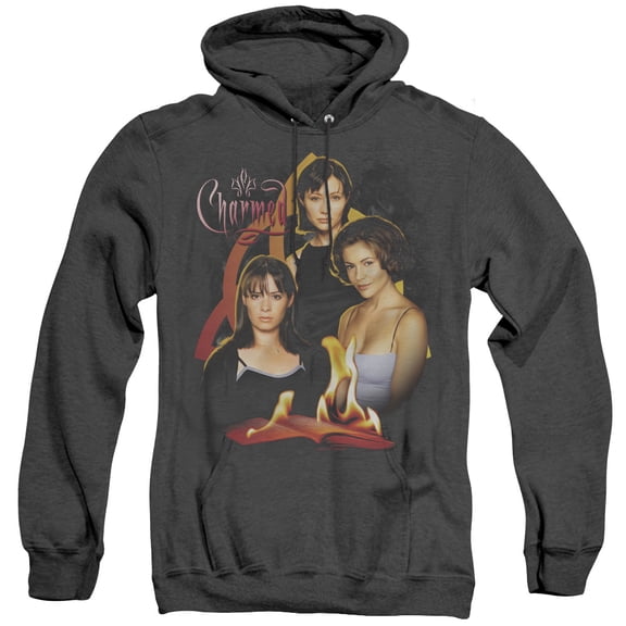 Charmed Original Three Adult Heather Hoodie Sweatshirt Black