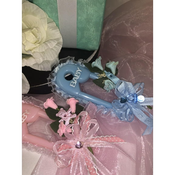 Charmed Pin-Back 5" Pin Baby Shower Favors for Girl; 5.5"x 2.5"; 12 pieces; Pink