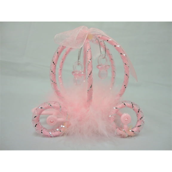 Charmed Pink Carriage Party Favor Pacifier Baby Shower Girl; 6 pieces