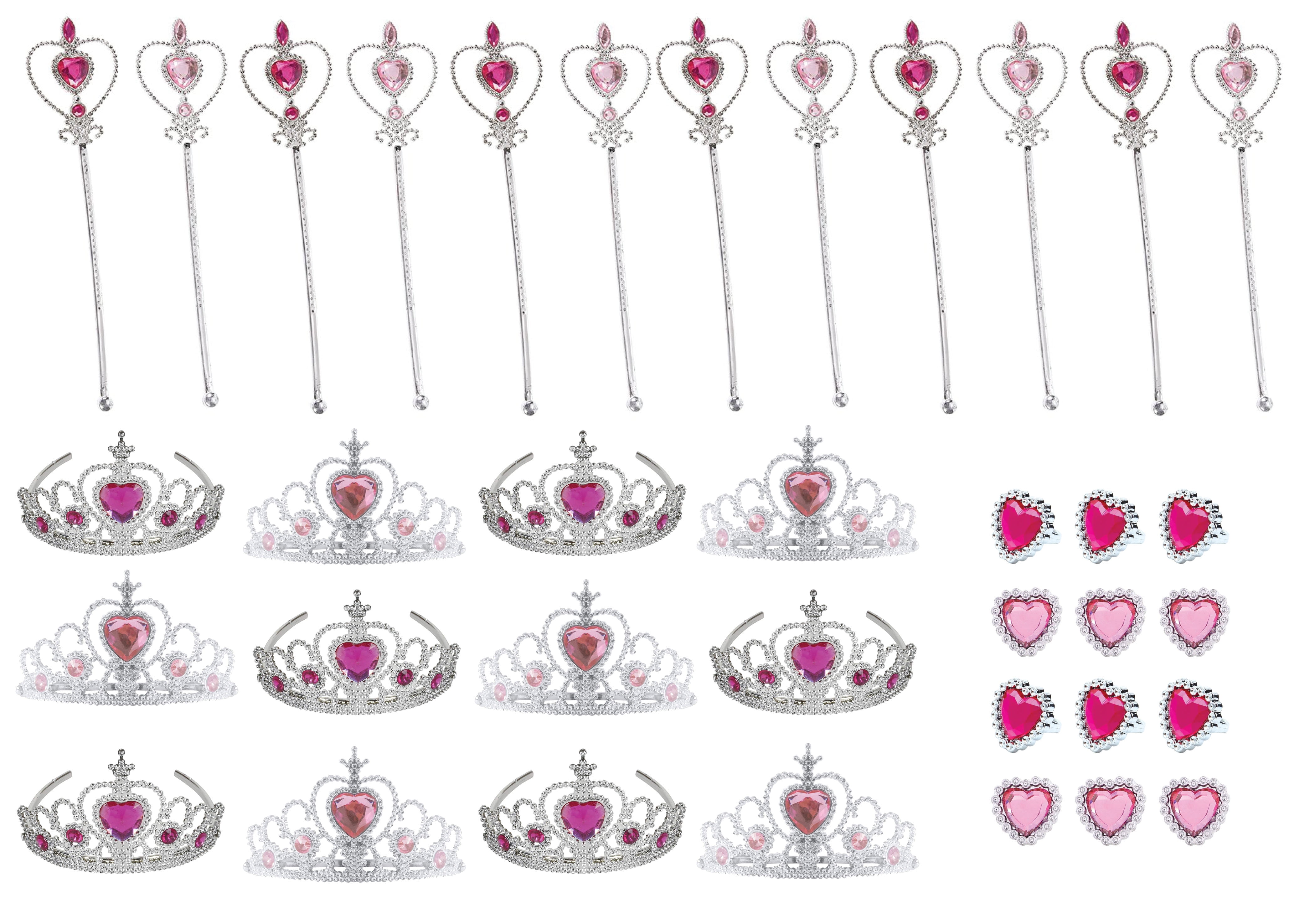 Charmed Princess Party Favors Set, 36 Pieces, Pink/Fuchsia Crowns, Wands